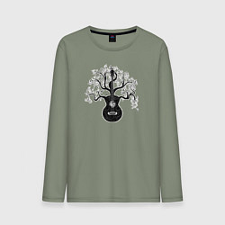 Мужской лонгслив Разросшееся дерево гитара с музыкальными нотами