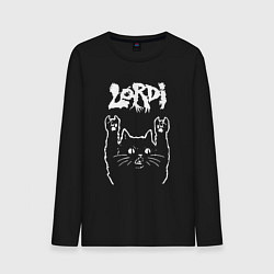 Лонгслив хлопковый мужской Lordi рок кот, цвет: черный