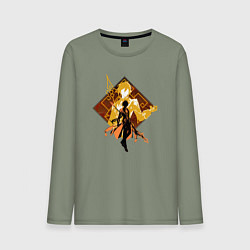 Лонгслив хлопковый мужской Силуэт Чжун Ли, цвет: авокадо