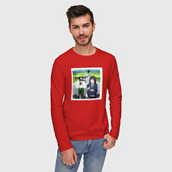 Лонгслив хлопковый мужской Улыбка Когумы - Super Cub, цвет: красный — фото 2