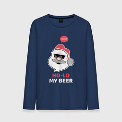 Лонгслив хлопковый мужской Ho ho hold my beer, цвет: тёмно-синий