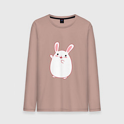 Лонгслив хлопковый мужской Круглый кролик, цвет: пыльно-розовый