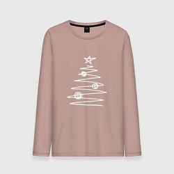 Мужской лонгслив Графичная новогодняя белая ёлка