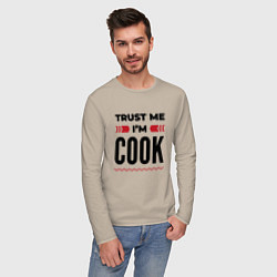 Лонгслив хлопковый мужской Trust me - Im cook, цвет: миндальный — фото 2