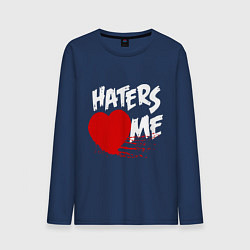 Лонгслив хлопковый мужской Haters love me, цвет: тёмно-синий