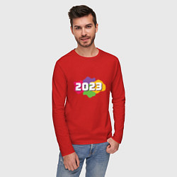 Лонгслив хлопковый мужской 2023 color, цвет: красный — фото 2