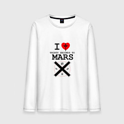 Лонгслив хлопковый мужской I love thirty seconds to mars, цвет: белый