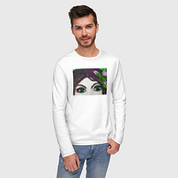 Лонгслив хлопковый мужской Женственные глаза, цвет: белый — фото 2