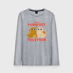 Лонгслив хлопковый мужской We are purrrfect together, цвет: меланж