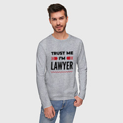 Лонгслив хлопковый мужской Trust me - Im lawyer, цвет: меланж — фото 2