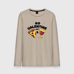 Лонгслив хлопковый мужской No valentine just pizza and wine, цвет: миндальный