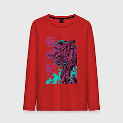 Лонгслив хлопковый мужской Евангелион eva-01 neon genesis, цвет: красный