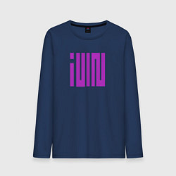 Лонгслив хлопковый мужской Logo I-dle, цвет: тёмно-синий