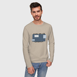 Лонгслив хлопковый мужской Скрытый смысл - темная, цвет: миндальный — фото 2