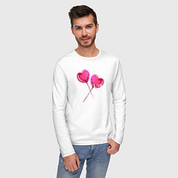 Лонгслив хлопковый мужской Sweet sweet sweet love, цвет: белый — фото 2