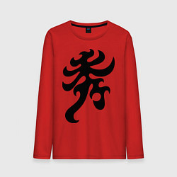 Лонгслив хлопковый мужской Японский иероглиф - Элегантность, цвет: красный