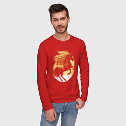 Лонгслив хлопковый мужской Лошадь логотип, цвет: красный — фото 2