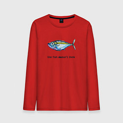 Лонгслив хлопковый мужской Рыба не думает, цвет: красный