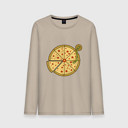 Лонгслив хлопковый мужской Vinyl pizza, цвет: миндальный