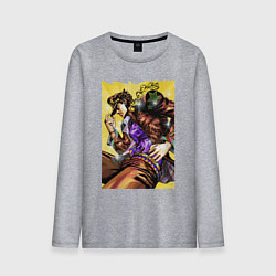 Лонгслив хлопковый мужской Джотаро Куджо - JoJo Bizarre Adventure, цвет: меланж