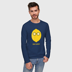 Лонгслив хлопковый мужской John Lemon, цвет: тёмно-синий — фото 2
