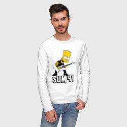 Лонгслив хлопковый мужской Sum41 Барт Симпсон рокер, цвет: белый — фото 2