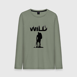 Лонгслив хлопковый мужской Туризм - дикий мир, цвет: авокадо