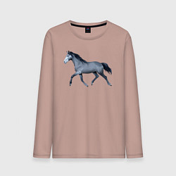 Лонгслив хлопковый мужской Голштинская лошадь, цвет: пыльно-розовый