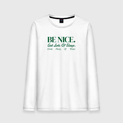 Лонгслив хлопковый мужской Be nice, цвет: белый