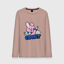 Лонгслив хлопковый мужской Cooky BT21 Jungkook, цвет: пыльно-розовый