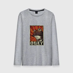 Лонгслив хлопковый мужской Obey frog, цвет: меланж