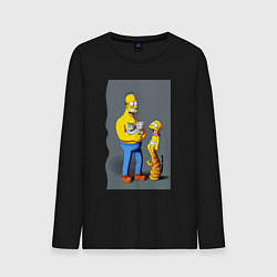 Лонгслив хлопковый мужской Homer Simpson and cats - нейросеть арт, цвет: черный