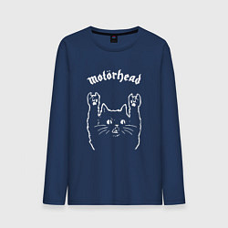 Лонгслив хлопковый мужской Motorhead рок кот, цвет: тёмно-синий