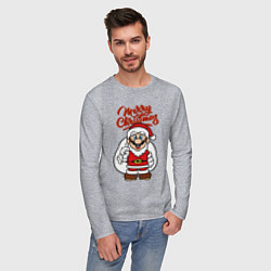 Лонгслив хлопковый мужской Christmas Mario, цвет: меланж — фото 2