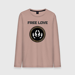 Лонгслив хлопковый мужской Свободная любовь, цвет: пыльно-розовый