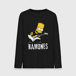 Лонгслив хлопковый мужской Ramones Барт Симпсон рокер, цвет: черный