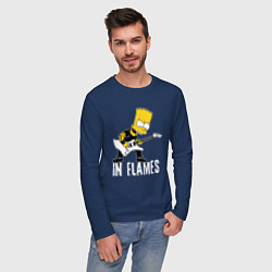 Лонгслив хлопковый мужской In Flames Барт Симпсон рокер, цвет: тёмно-синий — фото 2