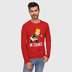 Лонгслив хлопковый мужской In Flames Барт Симпсон рокер, цвет: красный — фото 2