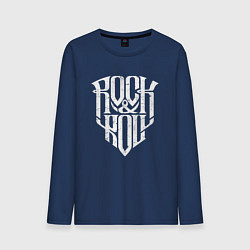 Лонгслив хлопковый мужской Rock and Roll щит, цвет: тёмно-синий