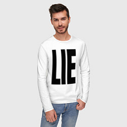 Лонгслив хлопковый мужской Lie: большие вытянутые буквы, цвет: белый — фото 2