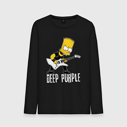 Лонгслив хлопковый мужской Deep Purple Барт Симпсон рокер, цвет: черный