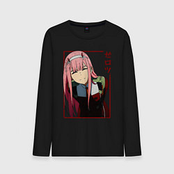 Лонгслив хлопковый мужской Zero Two anime girl, цвет: черный