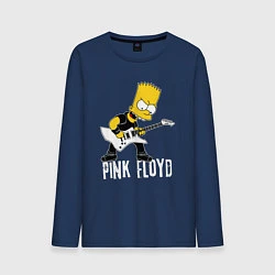 Лонгслив хлопковый мужской Pink Floyd Барт Симпсон рокер, цвет: тёмно-синий