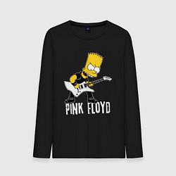 Лонгслив хлопковый мужской Pink Floyd Барт Симпсон рокер, цвет: черный