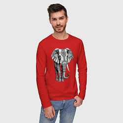 Лонгслив хлопковый мужской Нарисованный слон, цвет: красный — фото 2