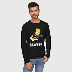 Лонгслив хлопковый мужской Slayer Барт Симпсон рокер, цвет: черный — фото 2