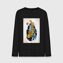 Лонгслив хлопковый мужской Рыба акварелью, цвет: черный