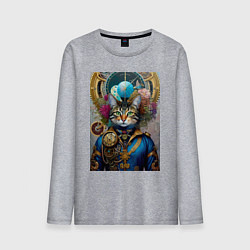 Лонгслив хлопковый мужской Портрет кота - стимпанк - нейросеть, цвет: меланж