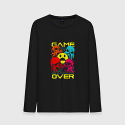 Лонгслив хлопковый мужской Game over inscription, цвет: черный