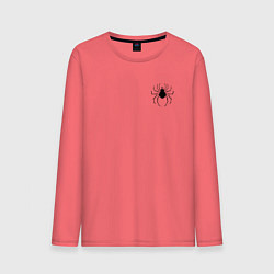 Лонгслив хлопковый мужской Лого паука, цвет: коралловый